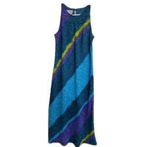 Maggy London Vintage Maxi Dress Size 10 Blue Purple Abstract Y2K Boho Sleeveless